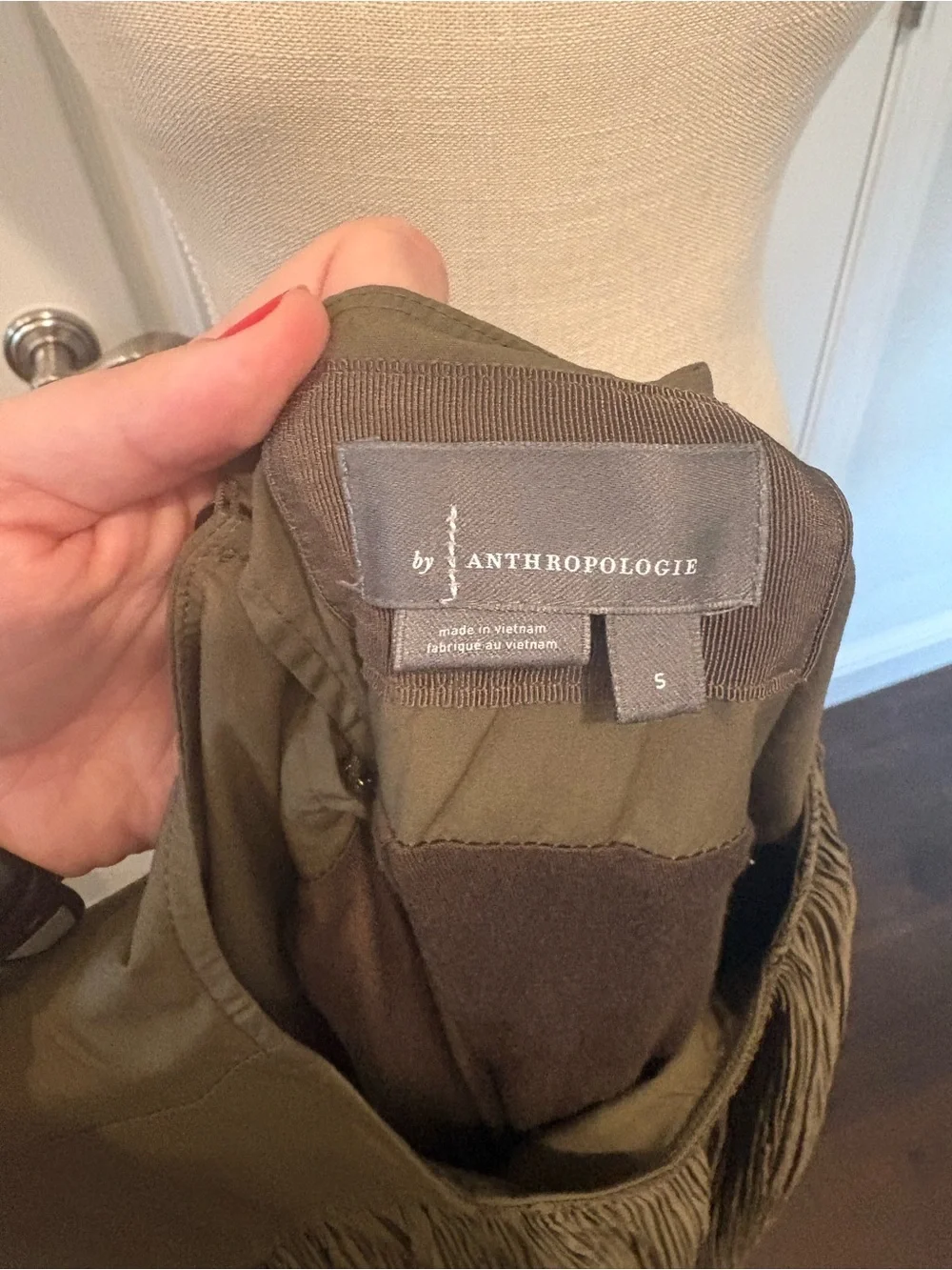Anthropologie Olive Green Pleated Sleeveless Tunic